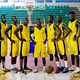 Jimmy Sorunke, far left, poses with the Ogun Pacers of the NBBF, a Nigerian professional league, before a national tournament in 2016.